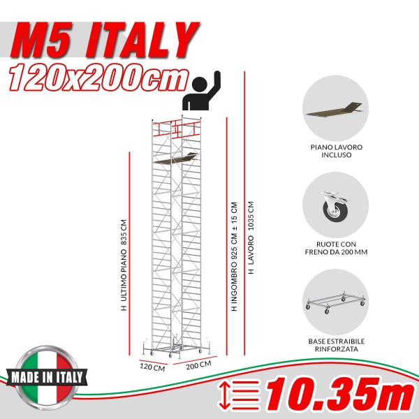 Trabattello M5 ITALY (Altezza lavoro 10,35 metri)