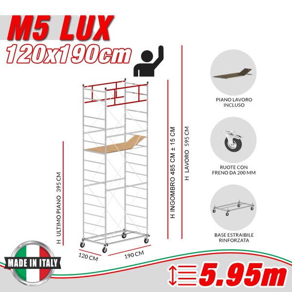 Trabattello M5 LUX (Altezza lavoro 5,95 metri)