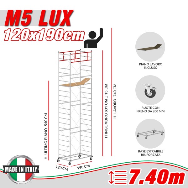 Trabattello M5 LUX (Altezza lavoro 7,40 metri)