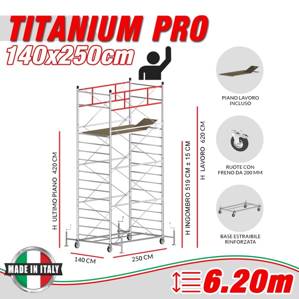 Trabattello TITANIUM PRO (Altezza lavoro 6,20 metri)